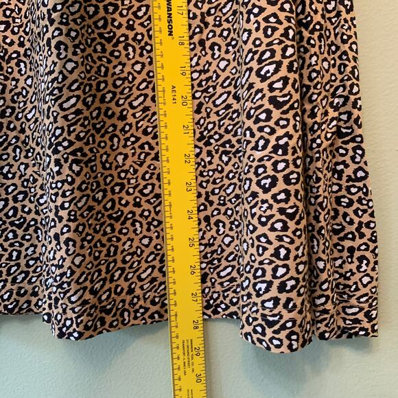 National Skirt Women Mp Black Beige Leopard Print Midi  Elastic Waist Pockets - Picture 5 of 8